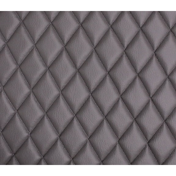 Quilted Vinyl Padded Upholstery Fabric w 3/8" Foam Backing Pebble Grain 2"x3" Diamond /52" Wide/Continuous Yard/ Rv Interior Panel, Headliner Replacement, Golf Cart Seat, Speaker Box Carpet (Gray)