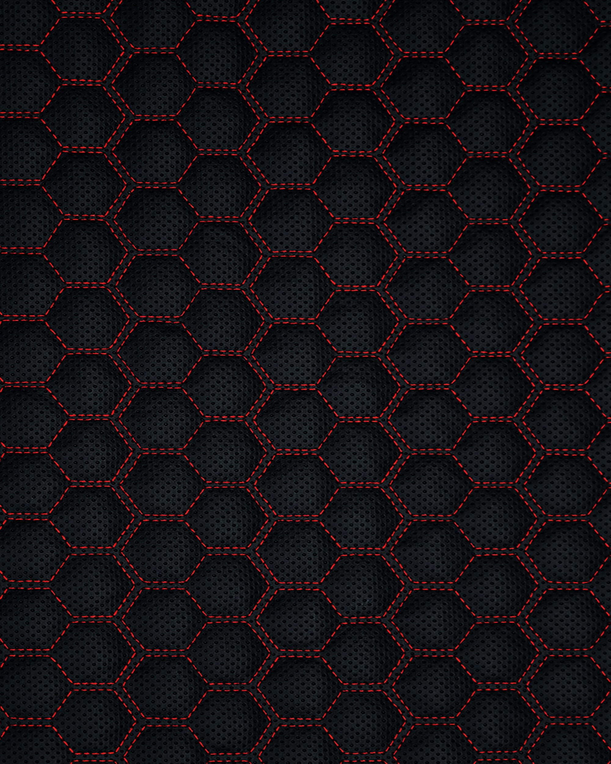Quilted Vinyl Padded Upholstery Fabric w 3/8" Foam Backing Perforated 1" Honeycomb /58" Wide /Continuous Yard/ seat reupholstering, office chairs, table covers, backdrops, bags (Black, Red Stitch)
