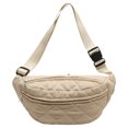 thumbnail image 1 of Quilted Waist Bag Fashion Chest Bag Stylish Waist Pack For Women Decor Bag (Beige), 1 of 10