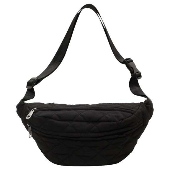 Quilted Waist Bag Fashion Chest Bag Stylish Waist Pack For Women Decor Bag (Black)