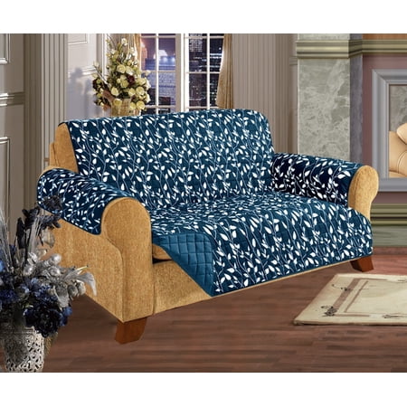 Quilted Water Reversible Furniture Protector/Slipcover Loveseat Size Navy Blue