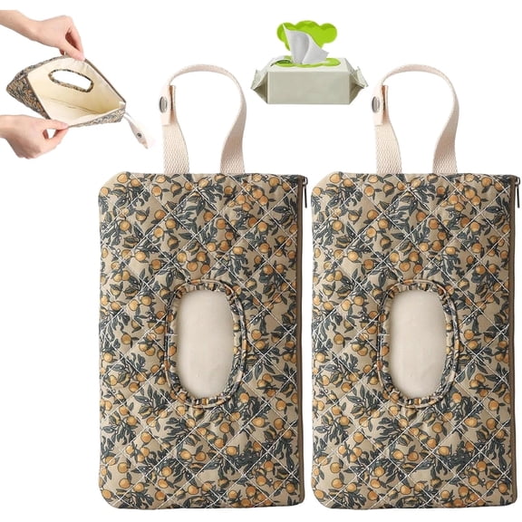 Floral Quilted Diaper Pouch, Portable Baby Wipe Holder for Stroller and Travel, Machine Washable Mom Bag Organizer