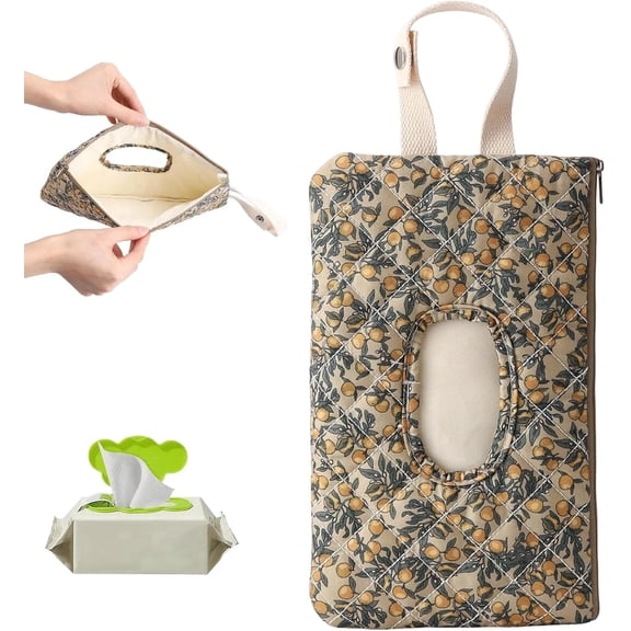 Quilted Wipe Holder Floral Quilted Diaper Pouch,Diaper and Wipes Pouch,Portable Mom Bag for Travel Daily Casual(1Pc-Green)