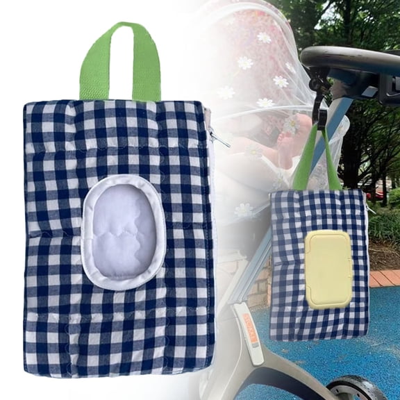 Quilted Wipe Holder Portable Quilted Wipes Bag for Car Stroller Home Fabric Decoration Wipes Pull Out Tissue Box, B