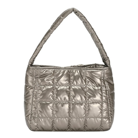 Yibooy Quilted Women Handbag Fashion Plaid Cotton Tote Bag Soft for Travel (Champagne)