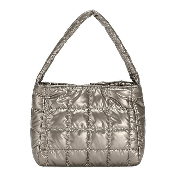 Quilted Women Handbag Fashion Plaid Cotton Tote Bag Soft for Travel (Champagne)