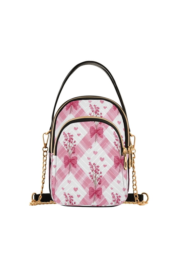 Quilted Women's Crossbody Bag Purses and Handbags with Detachable Leather Strap Bows and Wildflowers Pattern