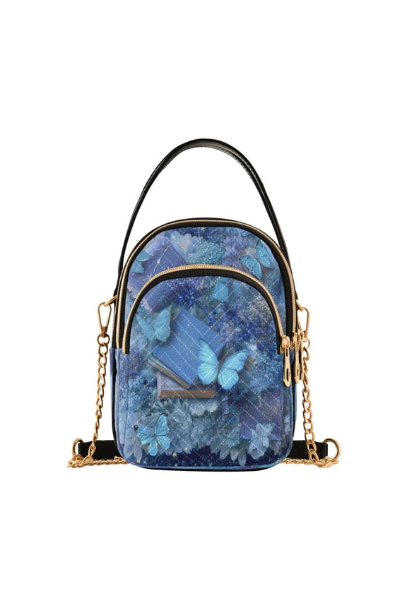 Quilted Women's Crossbody Bag Purses and Handbags with Detachable Leather Strap Butterflies Books and Flowers