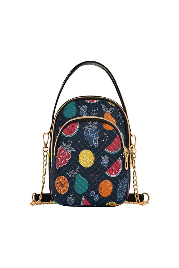 Quilted Women's Crossbody Bag Purses and Handbags with Detachable Leather Strap Cartoon Variety Of Fruits