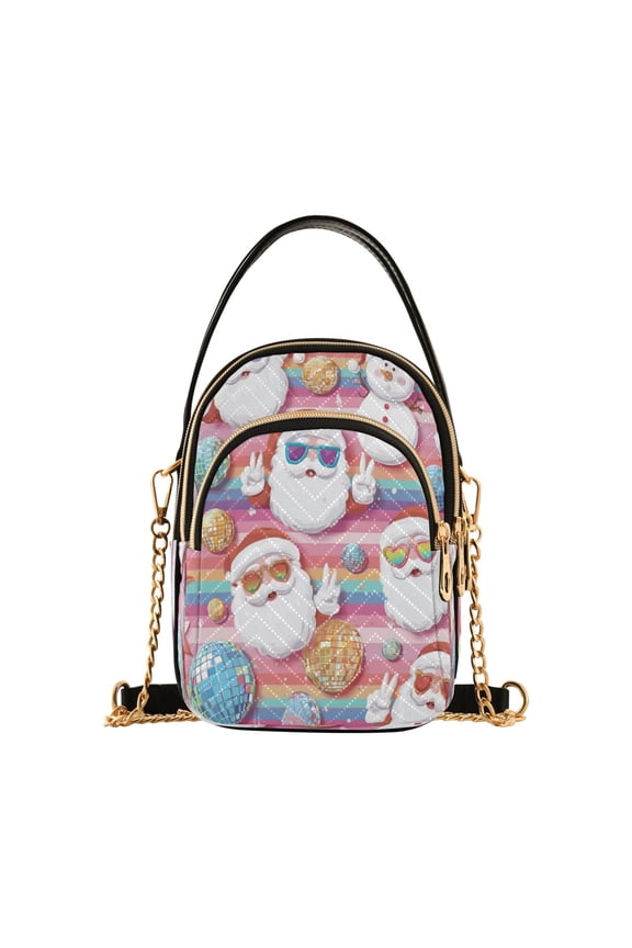 Quilted Women's Crossbody Bag Purses and Handbags with Detachable Leather Strap Cartoon-style Santa Claus