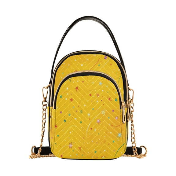 Quilted Women's Crossbody Bag Purses and Handbags with Detachable Leather Strap Confetti and Stars Scattered