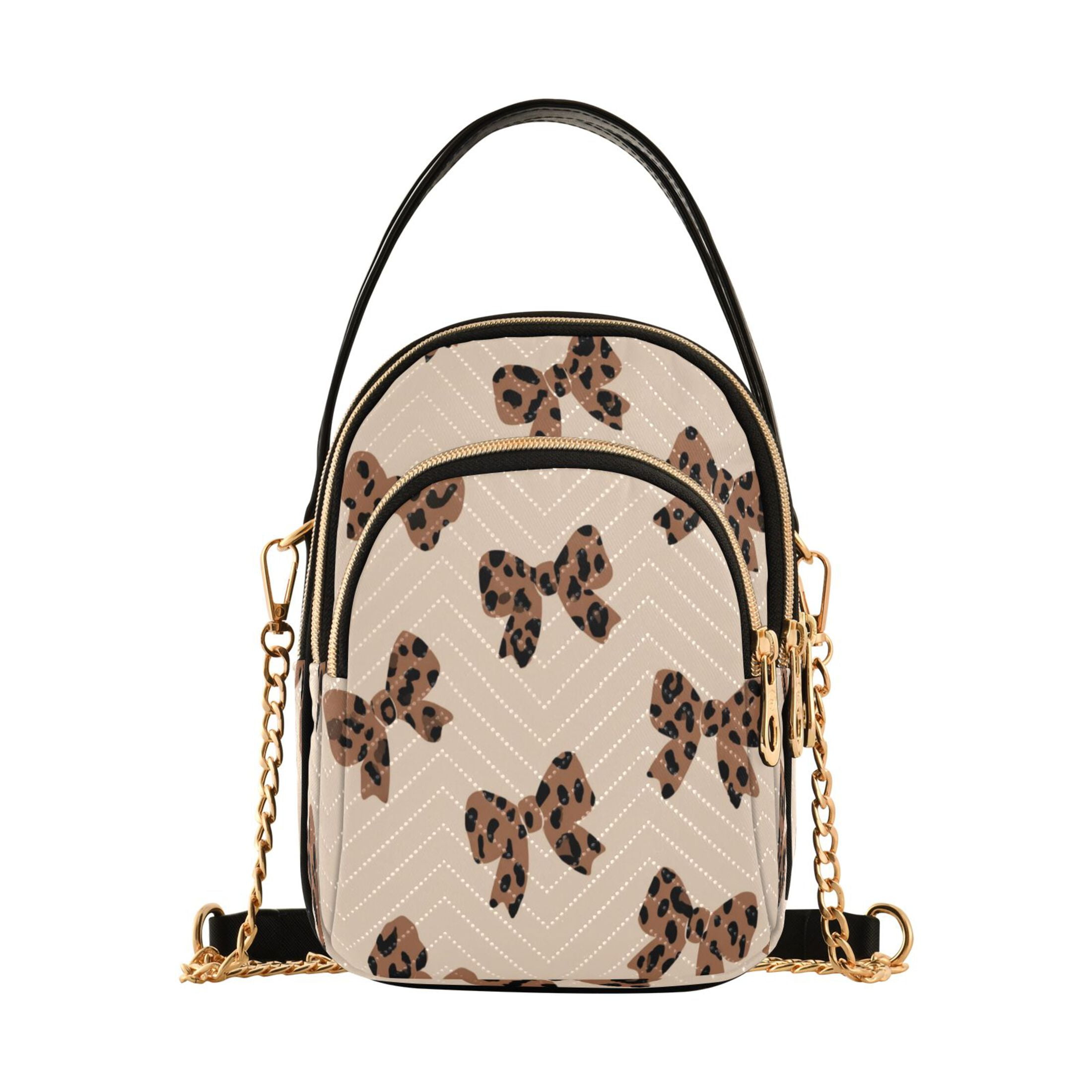 Quilted Women's Crossbody Bag Purses and Handbags with Detachable Leather Strap Cute Brown Bow
