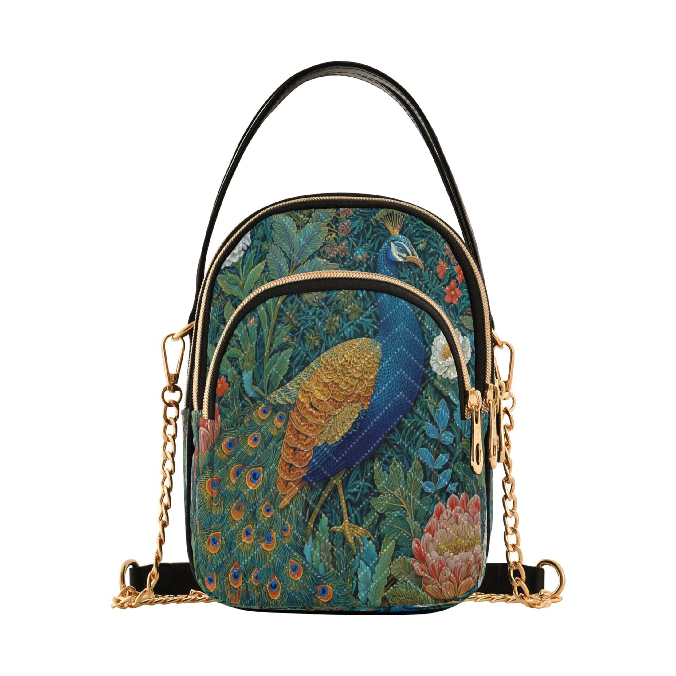 Quilted Women's Crossbody Bag Purses and Handbags with Detachable Leather Strap Elegant Peacock