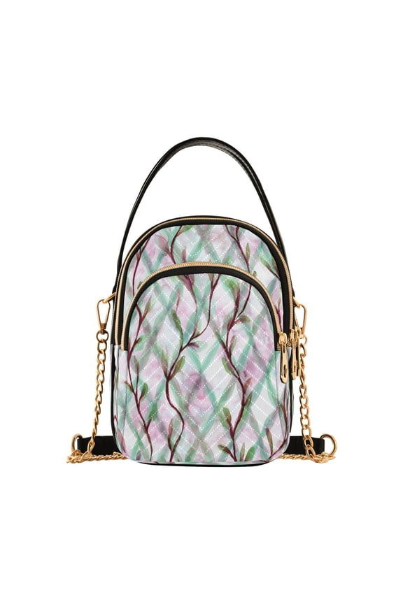 Quilted Women's Crossbody Bag Purses and Handbags with Detachable Leather Strap Mint Green Vines