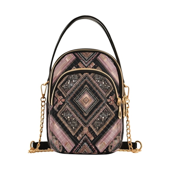 Quilted Women's Crossbody Bag Purses and Handbags with Detachable Leather Strap Retro Style Shape Pattern