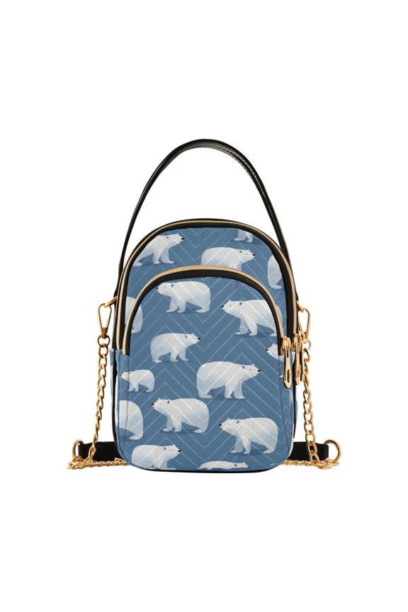 Quilted Women's Crossbody Bag Purses and Handbags with Detachable Leather Strap Simple Polar Bears Pattern
