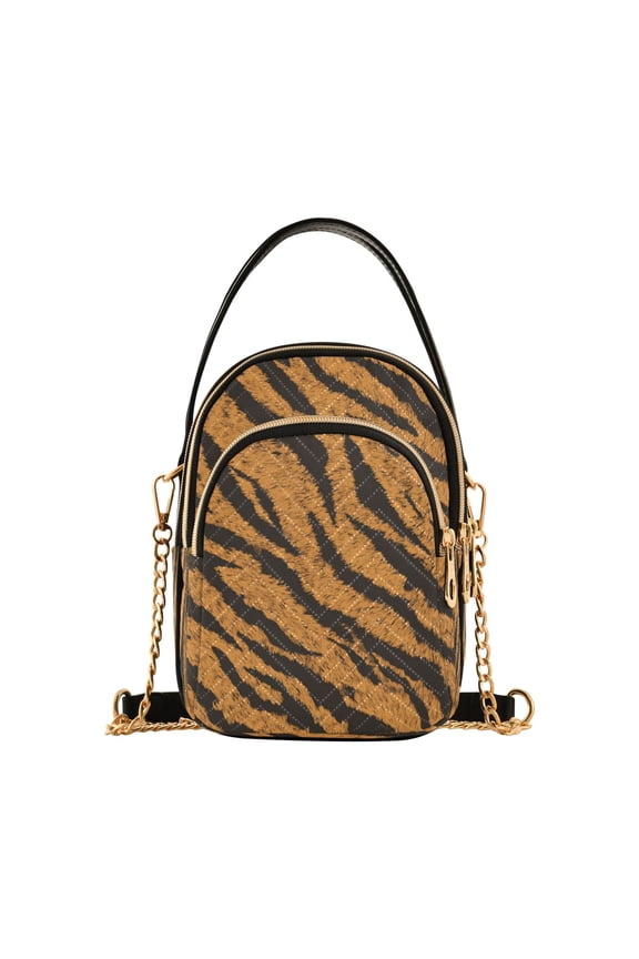 Quilted Women's Crossbody Bag Purses and Handbags with Detachable Leather Strap Tiger Stripes Pattern