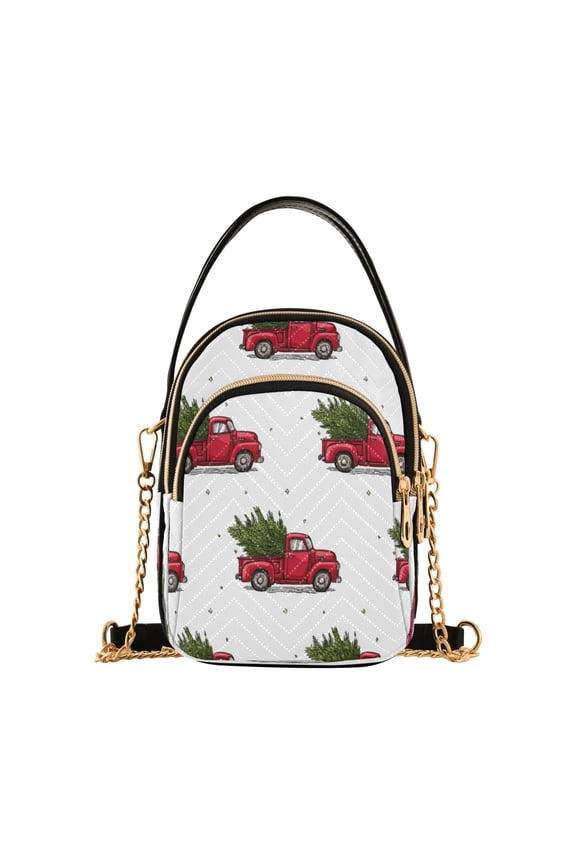 Quilted Women's Crossbody Bag Purses and Handbags with Detachable Leather Strap Truck Carrying Tree Pattern