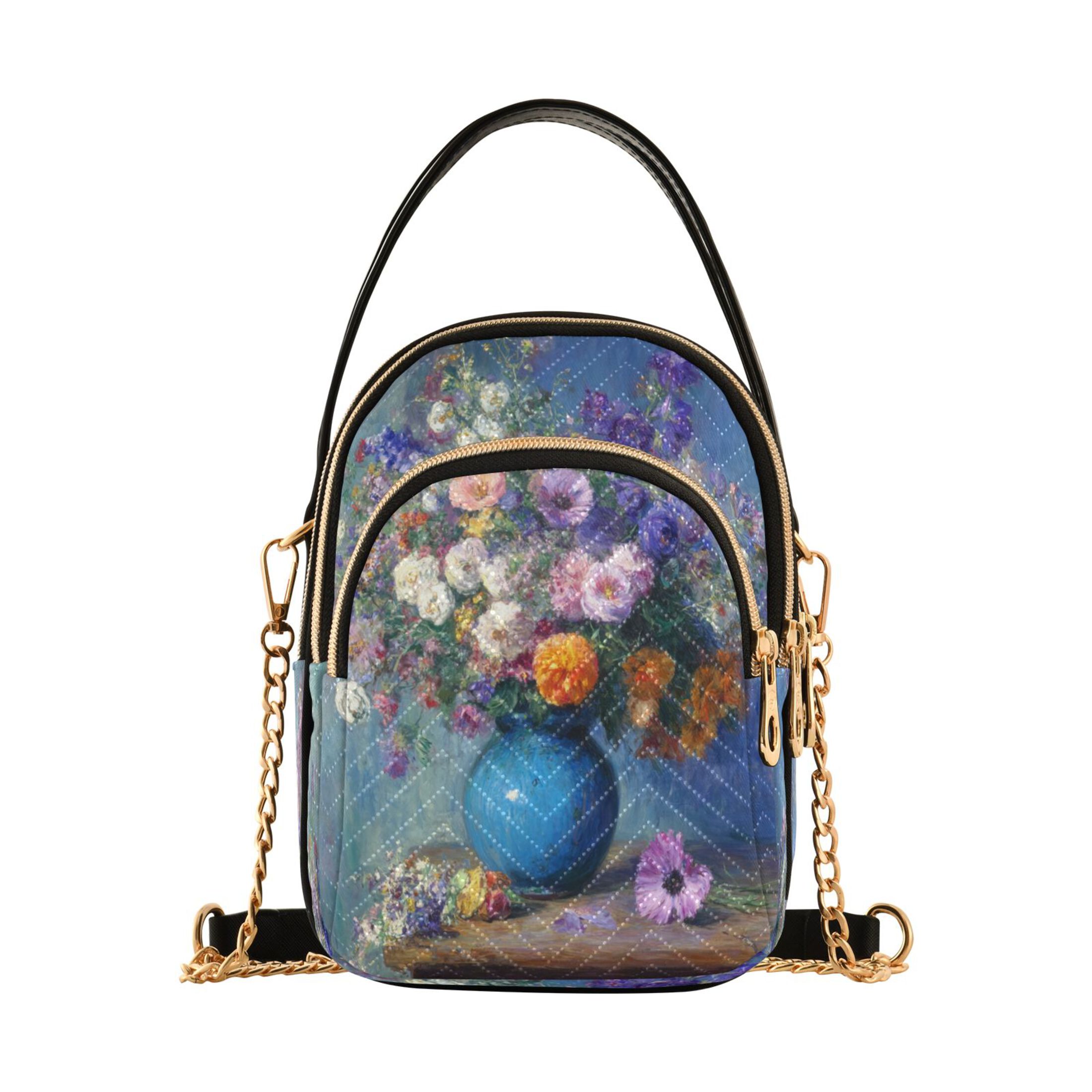 Quilted Women's Crossbody Bag Purses and Handbags with Detachable Leather Strap Vintage Style Vase