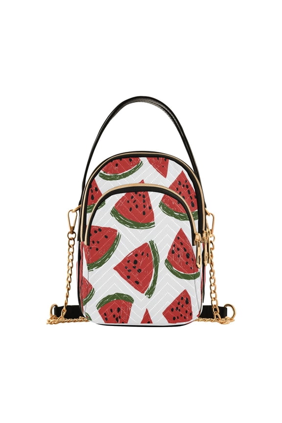 Quilted Women's Crossbody Bag Purses and Handbags with Detachable Leather Strap Watermelon Slice Pattern