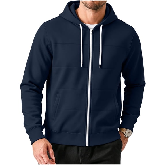 Quilted Zip Hoodie for Men Ghalytn Full Zip Sweatshirt Jacket - Casual Fleece Outerwear