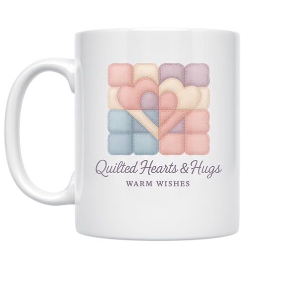 Quilter Cozy Comfort 11 oz Coffee Mug - Patchwork Decor White Ceramic