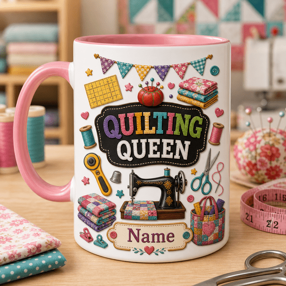 Quilter Mug Personalized Sewing Coffee Mug Custom Name Gift for Quilting Lovers