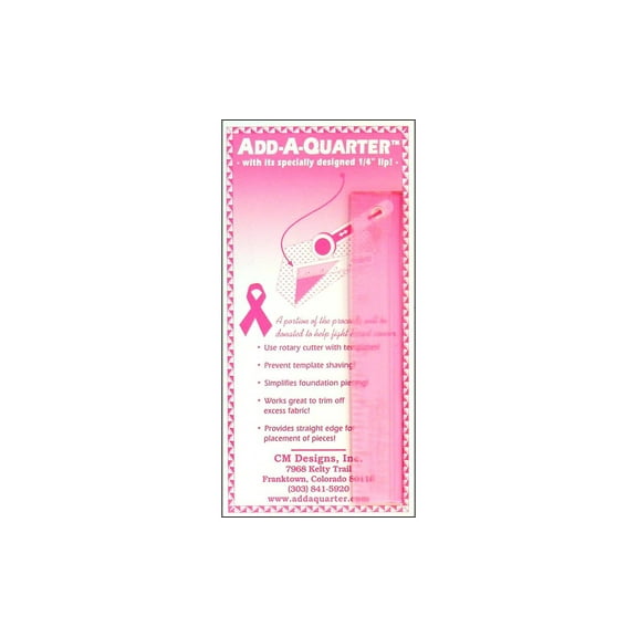 CM Designs Ruler 6" Add-A-Quarter Pink