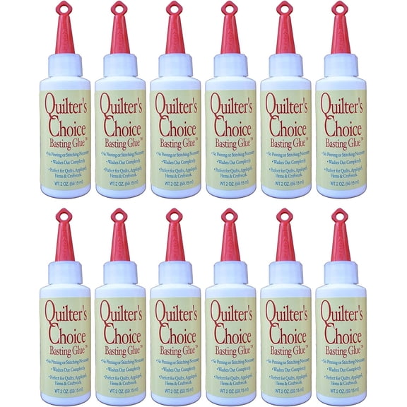 Quilter's Choice Basting Glue - Perfect for Quilting Projects, No Pinning or Stitching Needed and Fully Washable After 24 Hours, 2-Ounce, 12-Pack