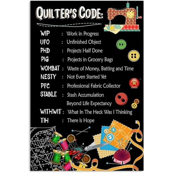 Quilter's Code Metal Sign Art Home Decor Sewing Morse Code Iron Poster For Room Shop Office Wall Decoration Plaque Size: 12 x 16 inch