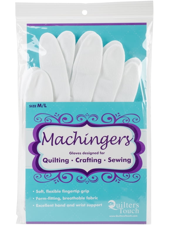 Quilter's Touch Machingers Unisex Quilting Gloves, Medium, White