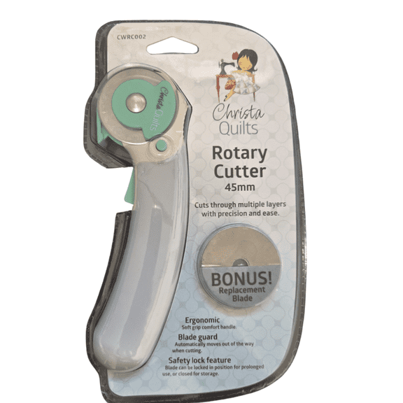 Quilters Design 45mm Rotary Cutter with Extra Blade and saftey mechnisem for perfect quilt cuts