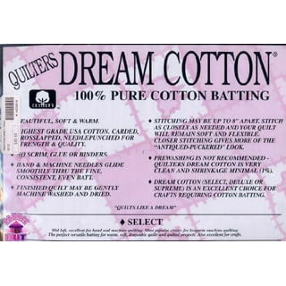 Quilters Dream Natural Cotton Batting Select Loft - Throw (One Pack)