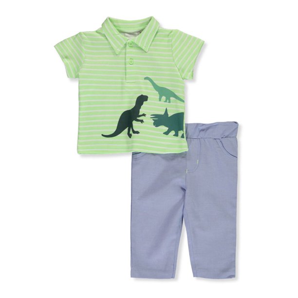 Quiltex Baby Boy Collared Shirt and Pant Outfit Set, 2pc