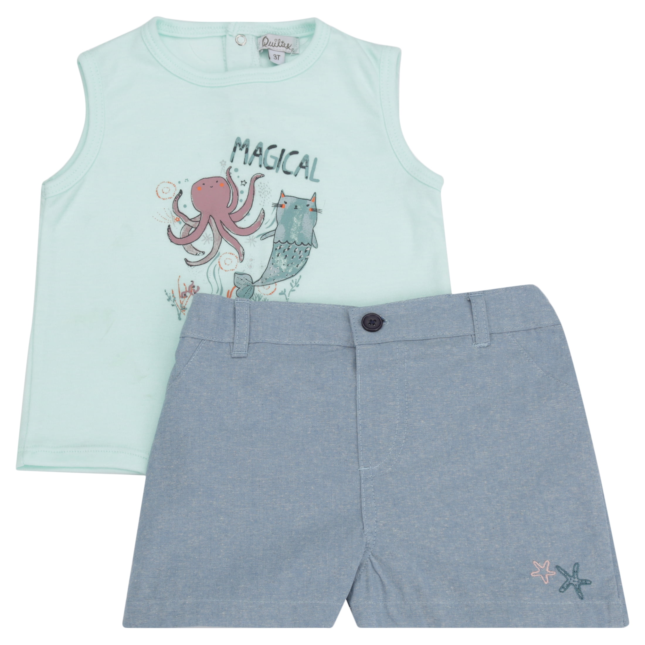 Quiltex Baby Girl & Toddler Girl Top and Short Sets, 2Piece