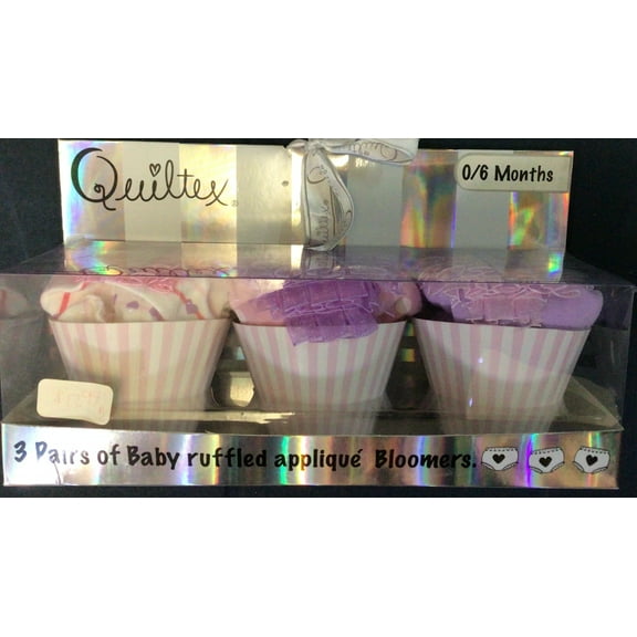 Quiltex Baby Girls' 3 Pack Gift Set -Baby Ruffled Appique’ Bloomers