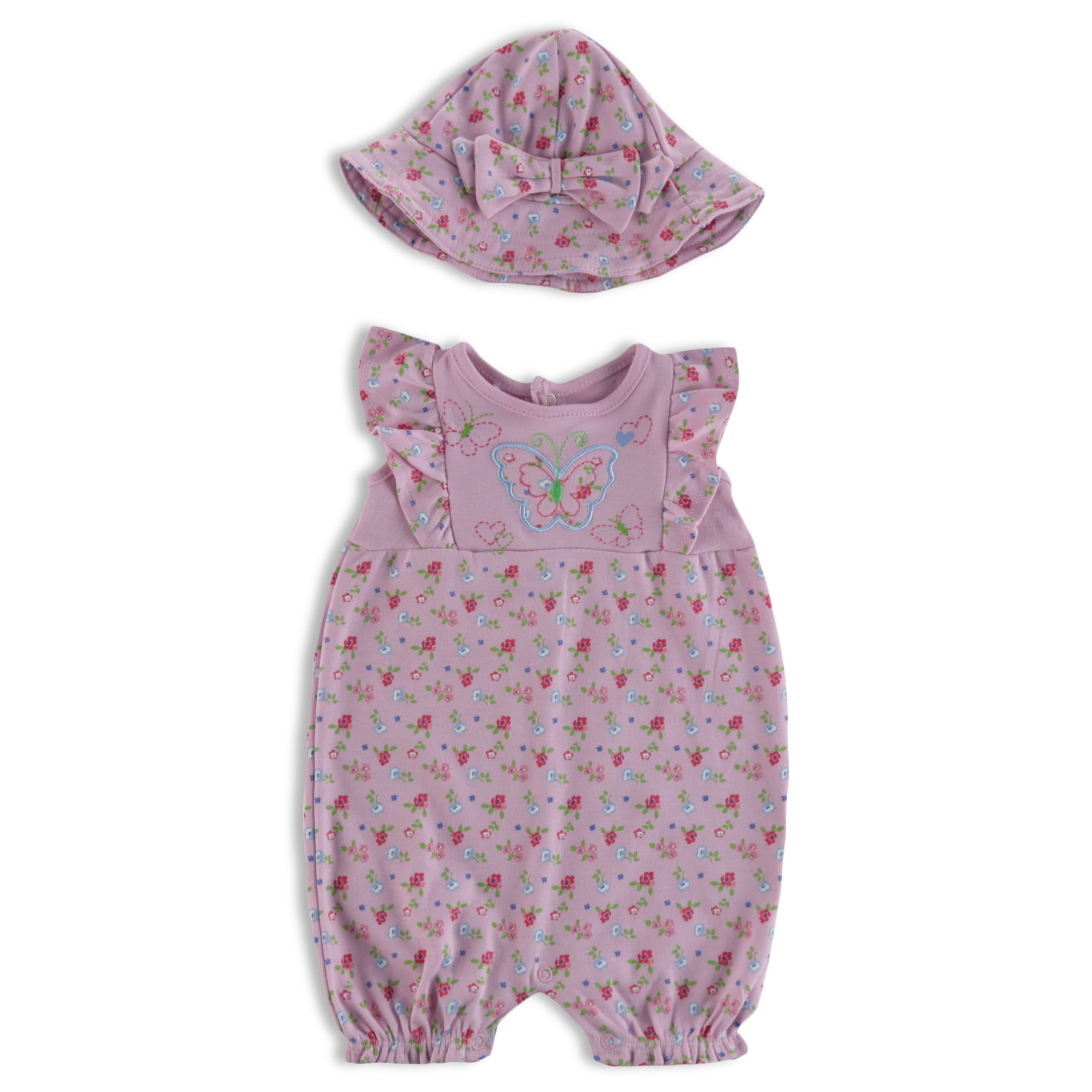 Quiltex Baby Girls Romper with Matching Headband, Sizes 0/3M-24M