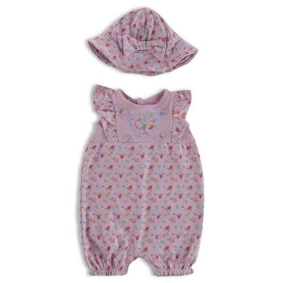 Quiltex Baby Girls Romper with Matching Headband, Sizes 0/3M-24M
