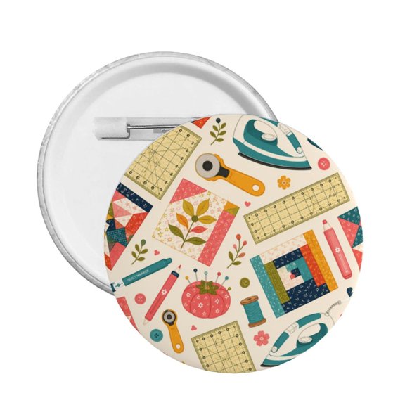 Quilting And Fabric Craft Design Round Button Pin Badge 5PCS Pinback Buttons Lapel Pin for Jacket, Backpack, Hat, Party Favor, Gift