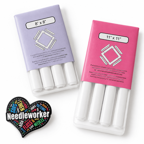 Quilting Frame Set with 8x8 Inch and 11x11 Inch Frames, Decorative Sticker