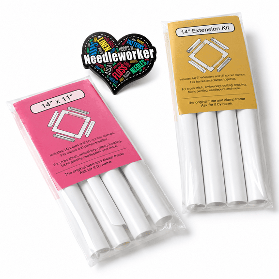 Quilting Frame Set with Extension Kit and Needleworker Sticker, 11x11 Inch to 14x14 Inch