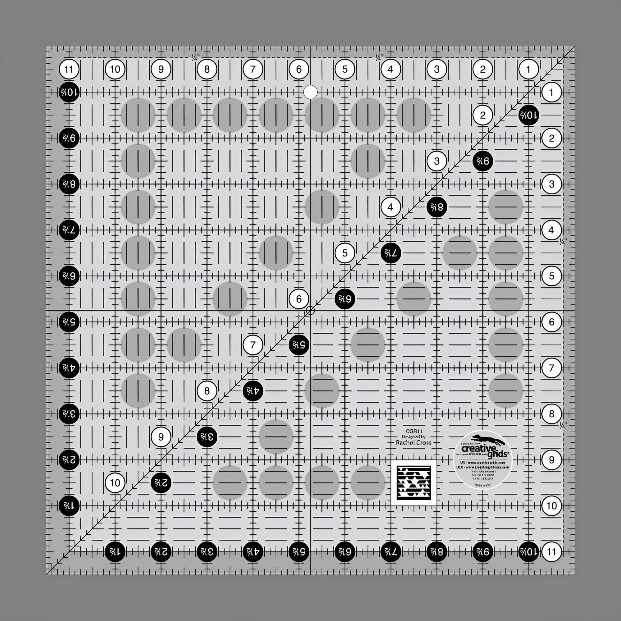 Creative Grids Quilt Ruler 11in Square Acrylic Ruler with Non-Slip Grip