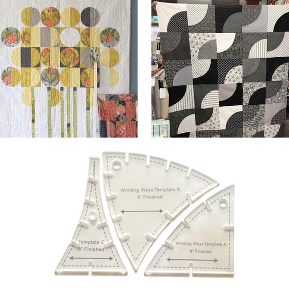 Quilting Rulers and Templates, 3Pcs Creative Quilting Cutting Template Quilt Templates Acrylic for Cutting Patterns, Quilt Ruler Set Quilting Supplies , 4.6x4.6inch