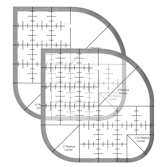 Quilting Templates2-Piece Acrylic Quilting Templates, Curved Corner Cutter Template for Patchwork & Quilting, DIY Sewing Rulers and Templates for Precise Curved Cuts