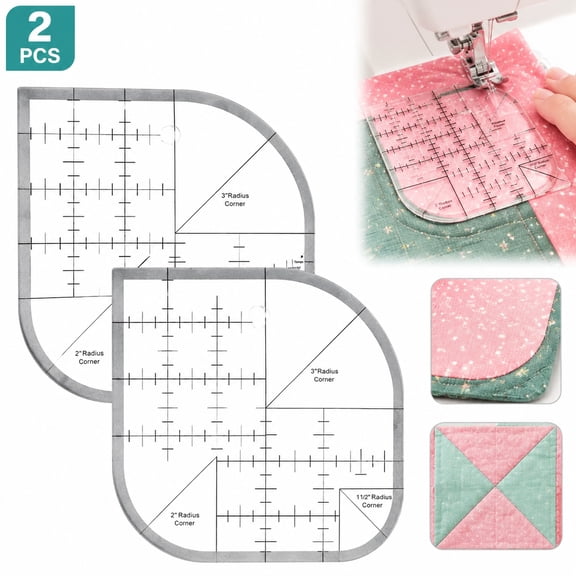 Quilting Templates2-Piece Acrylic Quilting Templates, Curved Corner Cutter Template for Patchwork & Quilting, DIY Sewing Rulers and Templates for Precise Curved Cuts
