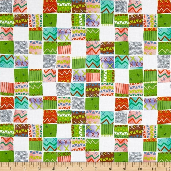Quilting Treasures Alpaca Picnic Blanket Patches White 100% Cotton Fabric sold by the yard