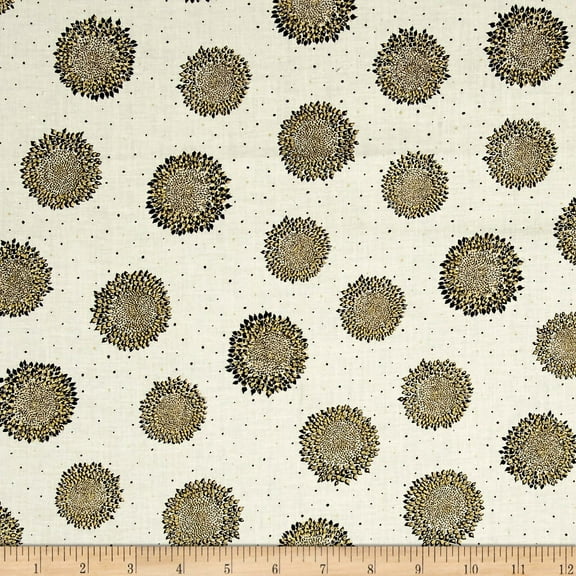 Quilting Treasures Bellisima Floral Medallions Metallic Beige Charcoal/Black/Beige 100% Cotton Fabric sold by the yard