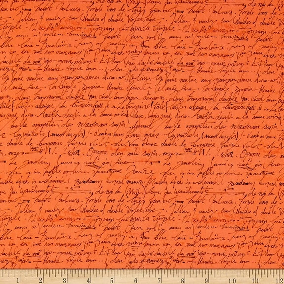 Quilting Treasures Calligraphy Fabrics Sweet Caroline Calligraphy Coral 100% Cotton Fabric sold by the yard