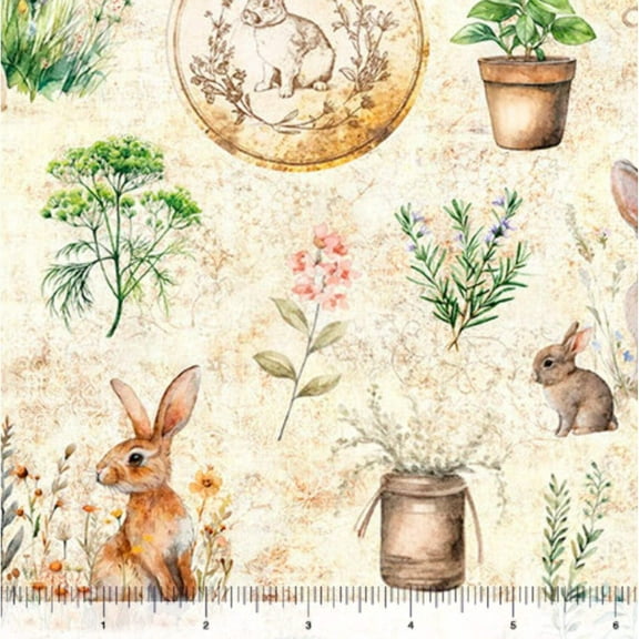 Quilting Treasures Easter Hunny Bunny Bunnies Allover on cream