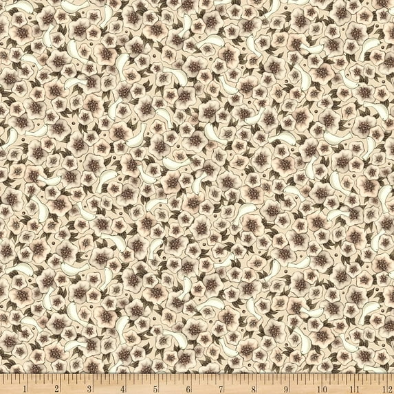 Quilting Treasures Fabrics Lost Song Packed Flowers Cream 100% Cotton Fabric sold by the yard